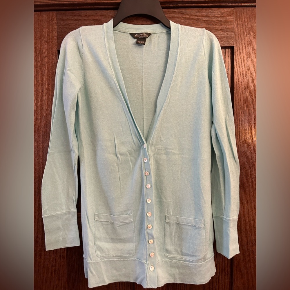 Eddie Bauer teal cardigan size S button down